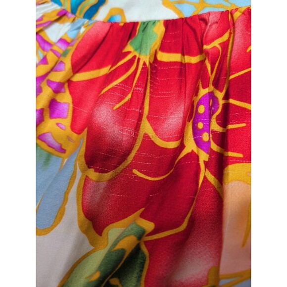 VINTAGE Cynthia Rowley Wrap Skirt Womens L Tropical High Low Ruffle Boho Rare - Picture 14 of 15